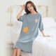 Little nurse nightgown, women's loose dropped shoulder plus size cute short-sleeved fat mm home dress blue 165