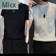 MLEX cool clothing individual store short-sleeved sweater men's slim knitted half-sleeved bottoming shirt round neck. T-shirt white (round neck) M (90-105Jin Jin equals 0.5 kg)