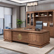 Hanjitang Yuxin Chinese style solid wood boss desk office desk and chair combination atmospheric high-end president table Zen class desk office furniture 2.0 meters boss table