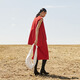 Weniger roter doppelseitiges Tweedkleid für Frauen Herbst- und Winterurlaub zweiteiliger Temperamentpullover Ärmel und langer Rock 2OBG13820 622 Rot XS