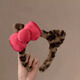 Danqin leopard print plush face wash ear headband women's headband new pressed cute bow headband hair bundle hairpin headdress bow cat ear headband