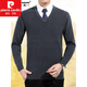 Pier Cardin Herbst- und Winterrunde Hals Pullover Herrenanzug Basis Strick Pullover Hühner Herzkragen Business Formale Tragen lässiger Herrenkleidung A30-3888 [v] Schwarz XL 175