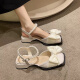 AIZUNSHI niche temperament bag head thick heel sandals women's one-line buckle ins trendy 2025 summer new fairy style skirt 2677 meters white 40 (250mm)
