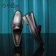 Goldlion men's shoes loafers men's leather shoes light and comfortable slip-on business casual shoes G521310528AAA black 39