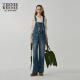 TeenieWeenie Bear Women's Clothing 2024 Spring and Summer New Loose Straight Denim Overalls Jeans Trousers Medium Blue 160/S