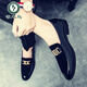 Specht 2025 Neue Frühling Einbeinige faule Bohnenschuhe Herren britische Spitze Zeh Casual Lederschuhe Matte Leder trendy Schuhe M866 Schwarz [hinzugefügte Fleece-Stil] 40