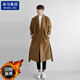 Cotton windbreaker jacket autumn and winter windbreaker men's mid-length Korean coat thickened warm coat black long [added cotton] XL (120-140Jin [Jin equals 0.5 kg])