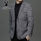 Playboy suit jacket men's autumn and winter velvet thickened woolen chenille high-end men's casual suit jacket gray M 170