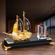 Fashion Fenghuo Office Office Ornaments Gerente General Boss Desktop Ornamentos Atmosféricos Cristal Atmosférico Vailatario Soporte de bolígrafo Negocio Apertura Diamante Diamond Doble Sailboat + Piloto Piloto Timón
