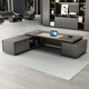 Welski boss desk high-end and atmospheric office leader president desk Italian light luxury general manager desk set 2.4 meters double short cabinet boss desk