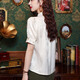 
Red Dragonfly New Chinese Women's Chinese Style Embroidered Shirt Early Spring New Top High-end Horse-Missing Skirt Shirt 825# Apricot Short Sleeve XL