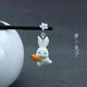 ZHIO retro three-dimensional hairpin, ancient style Hanfu hairpin for women, simple and modern ball headband hairpin 3# open-eyed rabbit