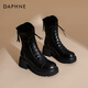 Daphne (DAPHNE) official thick-soled Martin boots for women 2024 new autumn black short boots for women British style small boots for women versatile black [main picture thick-soled V-mouth-6.5cm] 36