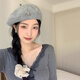 Yi Jian beret with bow for women, versatile temperament, retro fashion painter hat, autumn and winter hat with wool beret, exquisite bow beret, gray, one size fits all (recommended 55-57cm)