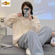 Molianya Pajamas Winter Winter Women's Coral Velvet Plush engrosado Manga larga Conjunto de ropa para el hogar de franela suelta 12401# XL 115-140Jin [Jin iguala 0.5 kg]