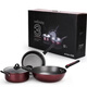 Burnison wok non-stick three-piece colorful pot set soup pot pan gift advertising opening burgundy 30cm wok + 24cm soup pot + 24cm frying pan