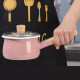OULJ Oulijia enamel enamel wooden handle milk pot 1.1L single handle boiling milk pot instant noodle pot baby food supplement Nordic style 16cm-2L [coffee color]