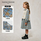 Teenie Weenie Kids 24 Autumn Girls Woolen Vest Plaid Long Sleeve Dress Mixed Color 120 cm
