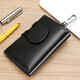 Maiweini Bag Key Bag Men's Genuine Leather Keychain Bold de almacenamiento Bolsa de gran capacidad Billetera Caso de la llave del hogar del brillo del brillo negro