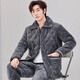 
Xuanduoqi pajamas men's three-layer thickened coral velvet cotton flannel warm home clothing set autumn and winter style C9903# black gray men [milk velvet] XL (125-145Jin [Jin equals 0.5 kg]) three-layer thickened