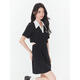 Fantu Fantu Casual Slim Contrast Color Polo Neck Hot Girl Dress Women 2023 Summer New Style Revealing Waist Hollow Design Black S