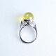 Yuze natural ore amber blue amber round beads 5A water purification S925 silver inlaid ring for women with open opening, fashionable and versatile, high quality