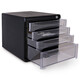 
Deli 9794 four-layer desktop file cabinet with lock drawer information storage cabinet Office supplies Transparent thickened black