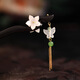 Su Shiliu's new Chinese style hairpin for women, black sandalwood, ancient style Hanfu hairpin, rocking plate hairpin, wooden hairpin for girlfriend New Year's birthday gift, double-sided flower, butterfly tassel hairpin