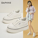 达芙妮（DAPHNE）帆布鞋女休闲饼干鞋黑白格子厚底增高鞋子新款学生百搭春款 1048款米色 34 (220mm) 标准码