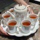 Zhengye high-end household cup tea set complete set housewarming gift moving gift water cup set for newlyweds wedding gift new Chinese style pearlescent white 8-piece set gift box