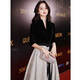Seidler Black Evening Kleid für Frauen 2025 Neues Banketttemperament Edel und leichte Luxus-Nischen-Jahrestreffen Host Black Long L (Empfohlen 106-115Jin [Jin gleich 0,5 kg])