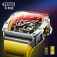 Bonest Gatti Watch Men's German Mechanical Watch Полностью автоматические полые густого водонепроницаемого вина с бочкой с днем ​​рождения подарок серебряный зеленый Bg9903a