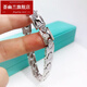 Huiyoulan super flash oval imitation diamond car flower bracelet gold pt950 women's and men's platinum bracelet platinum men's and women's Chinese Valentine's Day gift Christmas gift spot 34.52 grams 11MM wide 19.5 cm long in stock