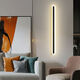 FENGLANQ light luxury minimalist one-word long wall lamp living room grille line TV background wall lamp simple bedroom bedside lamp black acrylic 20cm warm light