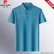 皮尔卡丹（pierre cardin）品牌冰丝凉感透气短袖T恤男夏季薄款条纹宽松POLO打底衫休闲外套 黑色 17084A