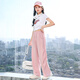 NICKYBABY girls' pants summer thin 2025 new children's wide-leg pants suit big children's summer mosquito-proof ice silk straight pants 15082 pink + 9889 white [set] 170 cm