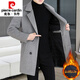 Pierre Cardin Herren-Doppelbrust-Wollmantel Herbst und Winter sowie Baumwollverdickte Wollmantel Herren trendige mittellange Wollwollbreaker 2416 Schwarz [Baumwolle hinzufügen, um warm zu bleiben] M für 90-115 Jin [Jin gleich 0,5 kg] geeignet ist.