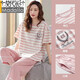 Pajamas modales de manga corta para mujeres en verano algodón puro delgada delgada de tamaño grande se puede usar en el exterior para pantalones recortados ropa coreana para el hogar set 681 set de siete puntos + texto l tamaño [95-110jin [Jin iguala 0.5 kg]]