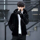 Manxinan new mink coat men's imitation mink hair Haining winter leather coat mink fur short hooded coat black lapel plus cotton 5XL recommended 180 to 200Jin Jin equals 0.5 kg