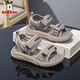 BOBDOG boys' shoes, children's sandals, summer style, boys' fashionable Velcro open-toe sandals, non-slip, lightweight beach shoes, trendy TS6004 light brown 27, inner length 17cm