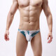 Men's T-string sexy briefs, mesh printed low-waist, open arms, sexy pants for men, U-convex, black, M2 feet-2 feet 3
