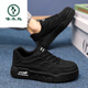Woodpecker Men's Shoes 2025 Spring and Autumn New Casual Sports Shoes Low-top Breathable Thick Soles Increased Outdoor Work Wear-Resistant Little Black Shoes Black Warrior Genuine* Counter Same Style 42