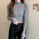 BONAS solid color half-turtleneck long-sleeved sweater women's base layer spring, autumn and winter Korean style versatile slim-fit sweater tops for women, half-turtleneck black, one size fits all (80-140Jin Jin equals 0.5kg)
