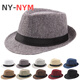 NY-NYM middle-aged and elderly men's outdoor sun hat prom party jazz hat linen curled top hat gentleman hat khaki 58cm