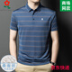 Mengtejiao men's striped short-sleeved T-shirt mulberry silk summer middle-aged business casual lapel polo shirt A829-blue M 165 suitable for 100-115Jin [Jin equals 0.5 kg]