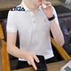 T-shirt à manches courtes ZMZA pour hommes à revers pour hommes T-shirt à cou de polo simple à la mode simple pour hommes 683 Bleu L recommandé 120-135jin [Jin est égal à 0,5 kg]