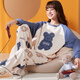 
Langsha (langsha) pajamas for women in spring and autumn pure cotton thin cartoon bear plush winter and summer ladies cute long-sleeved home clothing set J15125 red cartoon bear spring M [recommended 80-100Jin [Jin equals 0.5 kg]]