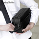 Cowley Keller Wallet Herrengeschäftskupplung Tasche große Kapazität gewebte Handtasche Casual Fashion Doppel Reißverschluss Handtasche Herren Handy -Tasche Schwarz 27*10*15 cm