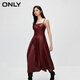 ONLY秋冬时尚休闲百搭纯色吊带百褶连衣裙女|12347Y001 HAZ檀木红ROSEWOOD_LEATHER23 XS 155/76A