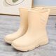 Bottes de pluie Aole Chaussures en caoutchouc pour femmes pour femmes Adult Fashion Kitchen Anti-Slip Plus Velvet Rain Boots 2024 Nouveau anti-résistant 640 Pink Plus Coton peut être détaché [Sélectionner une taille plus grande] 36